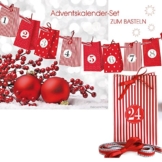 Adventskalender zum Basteln und Selbstbefüllen 30teilig mit 24 Tüten und Zahlenaufkleber von 1-24 ... -